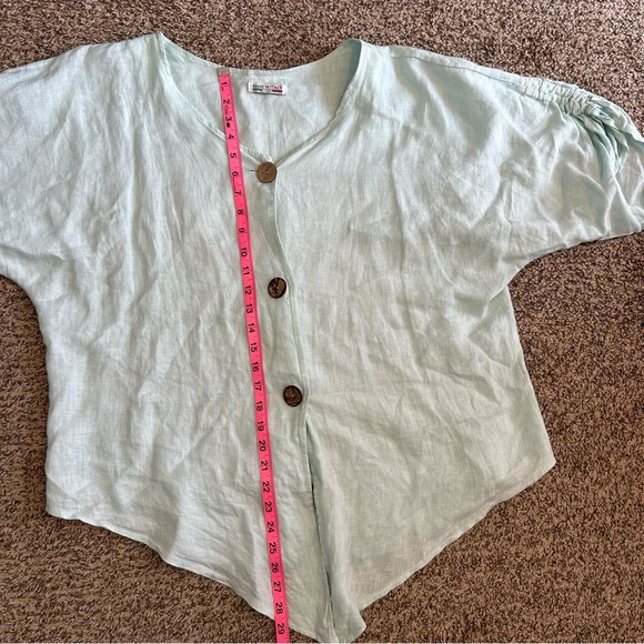 Light Blue 💯 Linen Made in Italy Button-Up Women's Top. - Picture 7 of 8